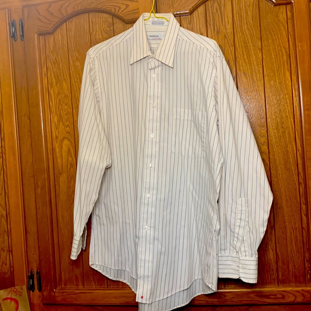 Nordstrom striped cream color dress shirt.  Size 15 32